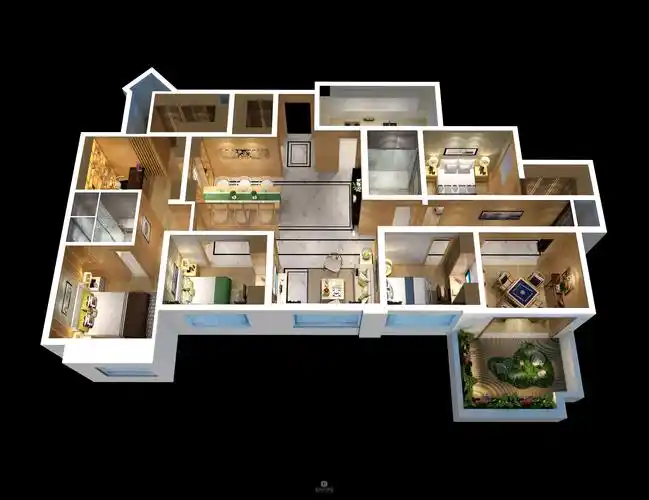 几套样板间整体模型效果图