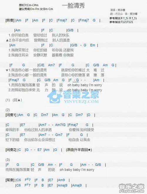 陈势安《败将》尤克里里弹唱谱