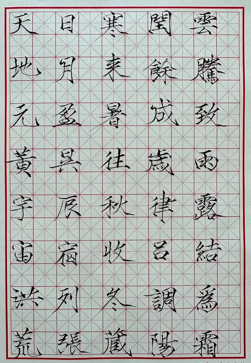 瘦金体书法1.5cm小字 千字文 百家姓.用软笔在小格里写瘦 - 抖音