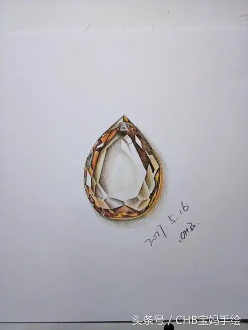 如何画钻石的简笔画(钻石彩铅手绘过程图解)