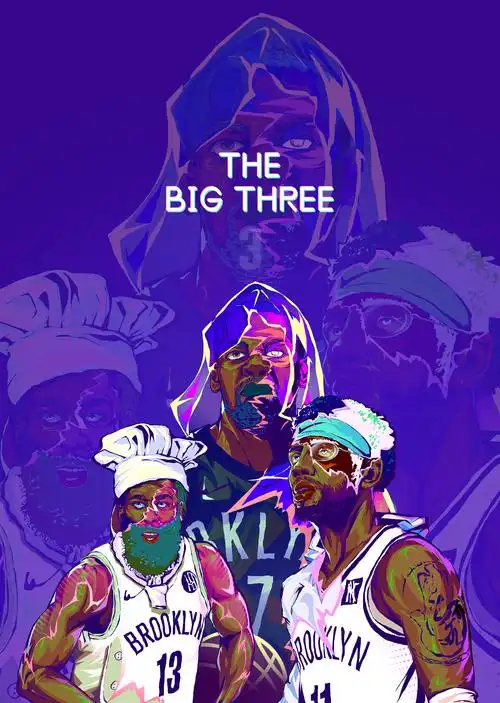 布鲁克林篮网三巨头《the big three》插画