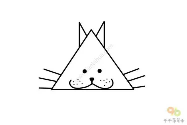儿童创意简笔画用一个三角形画出小老鼠