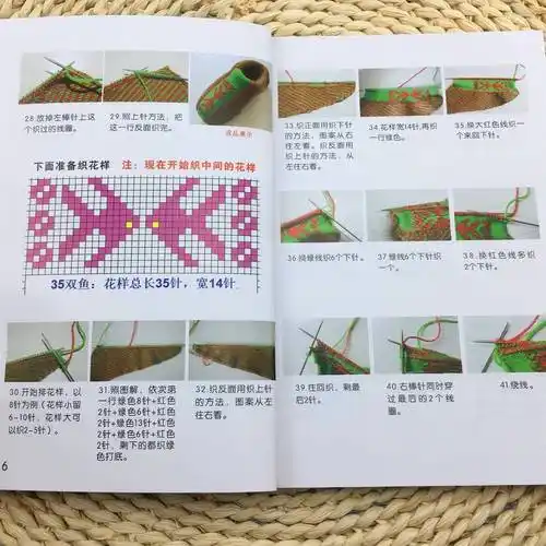 手工拖鞋图册打毛线棉鞋花样图案书勾鞋花样图案编织花样图送教24款勾
