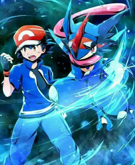 小智和甲贺忍蛙帅气的简笔画