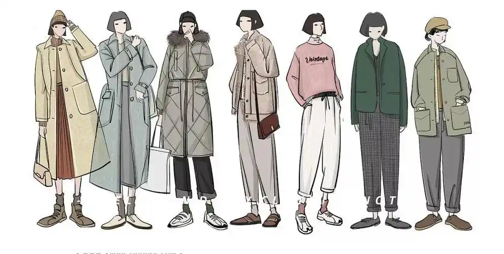 【绘画参考】服装设计师 尹拾贰 的 126 种日常服装搭配(服装参考)