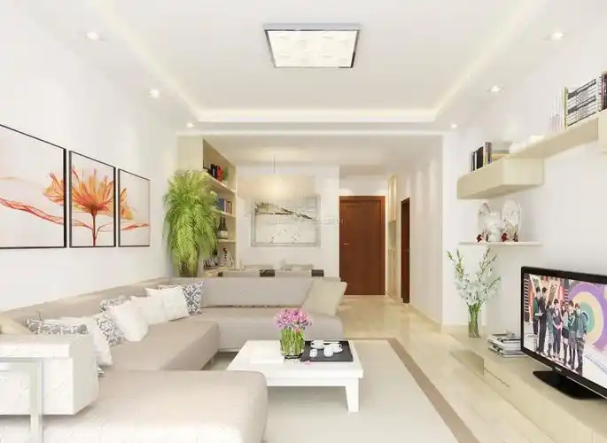 现代室内简约客厅吸顶灯装修效果图片