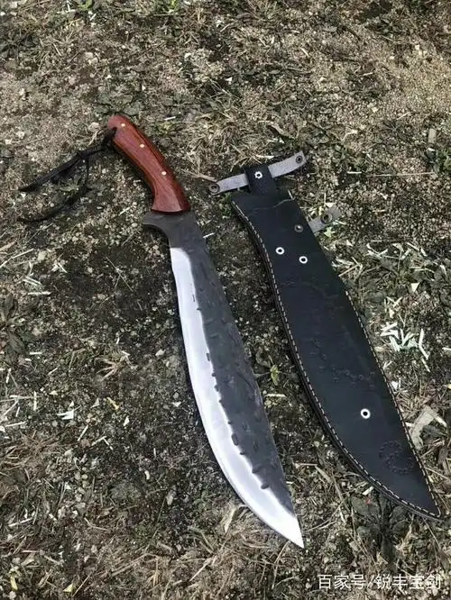 酸枝木黑钢户外开山刀
