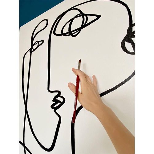 犀牛艺廊 现代极简黑白线条一笔画大幅落地客厅玄关墙画挂画装饰