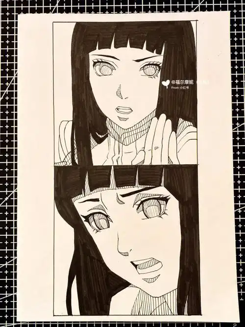 火影忍者雏田手绘附线稿