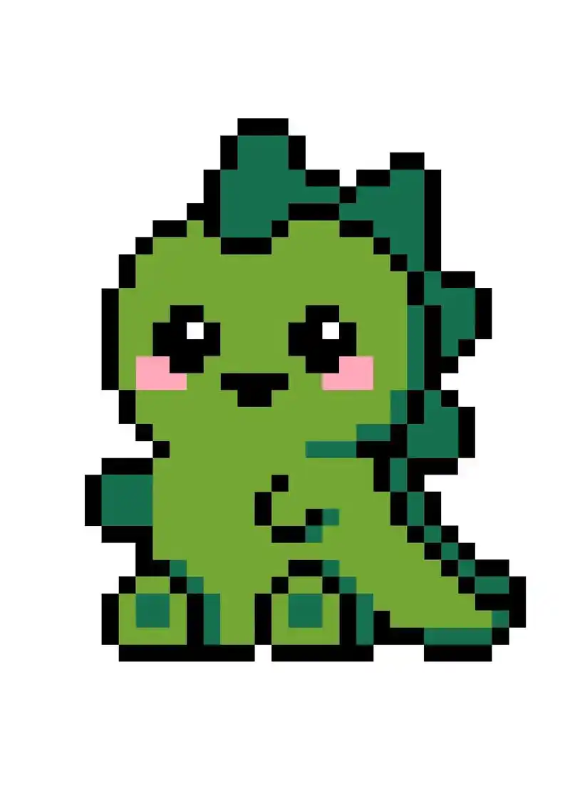 像素画 #格子画#讲真的 (非原创)今天是小恐龙03 - 抖音