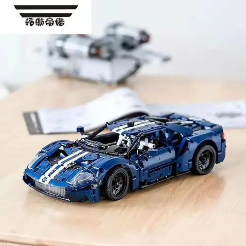 拓斯帝诺福特野马gt跑车积木保时捷汽车模型高难度拼装机械组赛车男生