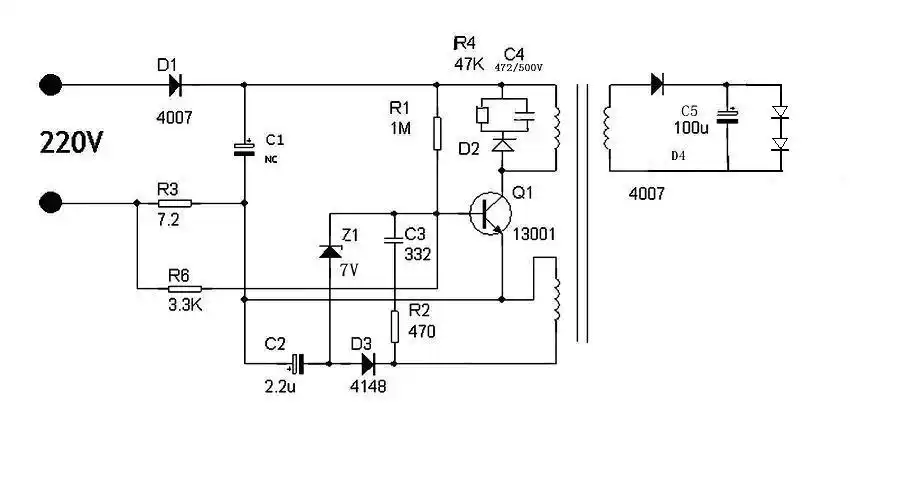 求一个简易的自制led小夜灯驱动电路,电路图,元件参数.谢谢.
