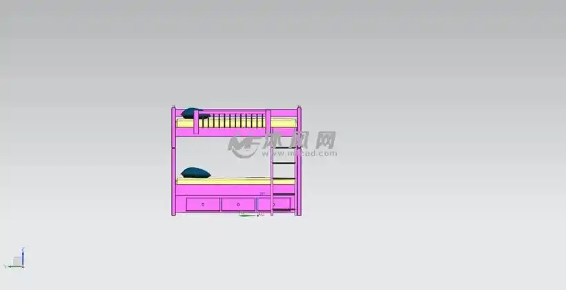 现代儿童上下床设计 - 家具家装图纸 - 沐风网