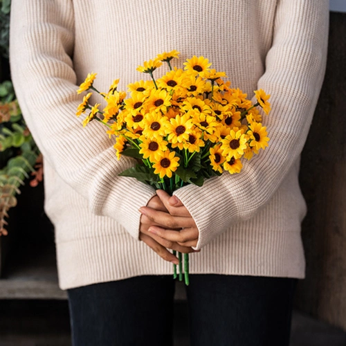 向日葵太阳花仿真花束小雏菊手拿拍照客厅卧室餐桌仿真花