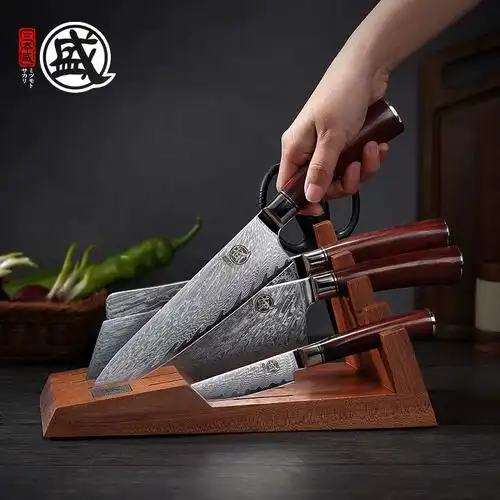 三本盛日本进口大马士革钢刀菜刀具厨房套装组合厨师专用锻打全套