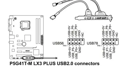 主板usb接线图华硕p5g41t