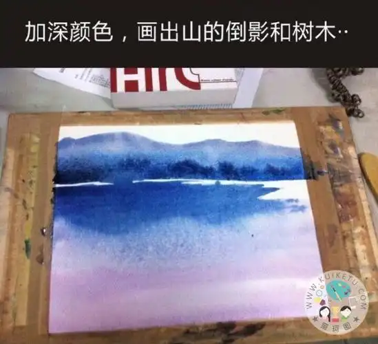 简单的水彩风景山水画怎么画写意泼墨山水意境雪景水彩画绘画教程