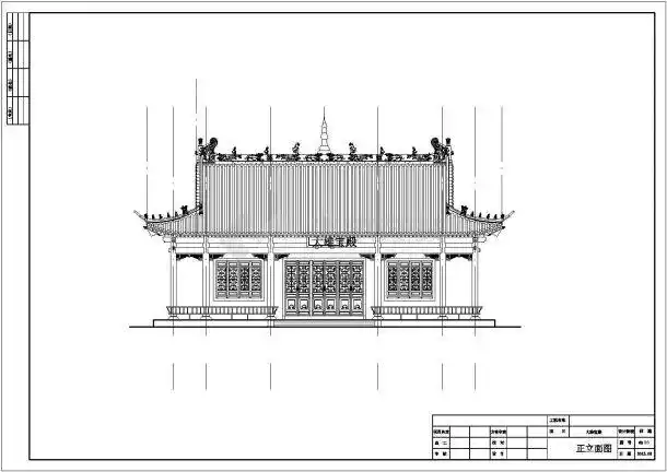 某地单层框架结构仿古村庙建筑施工图