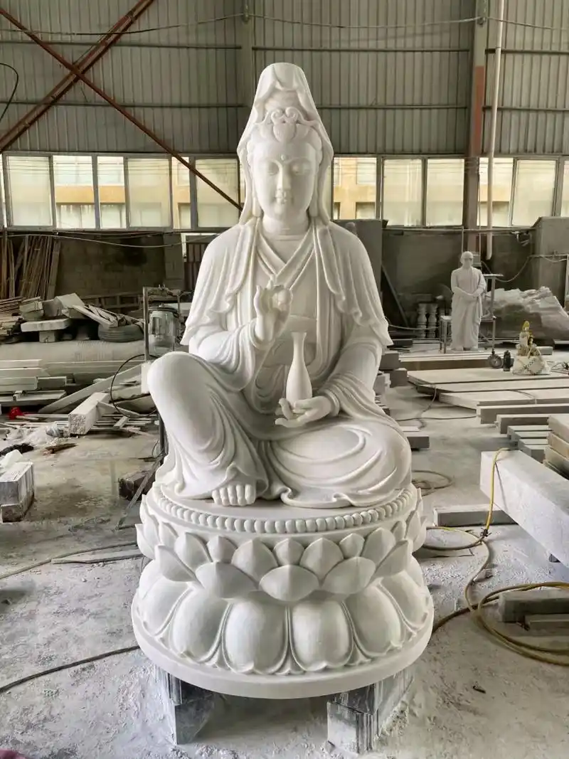 汉白玉石雕滴水观音定制雕塑摆件#石材人 #观音造像 - 抖音