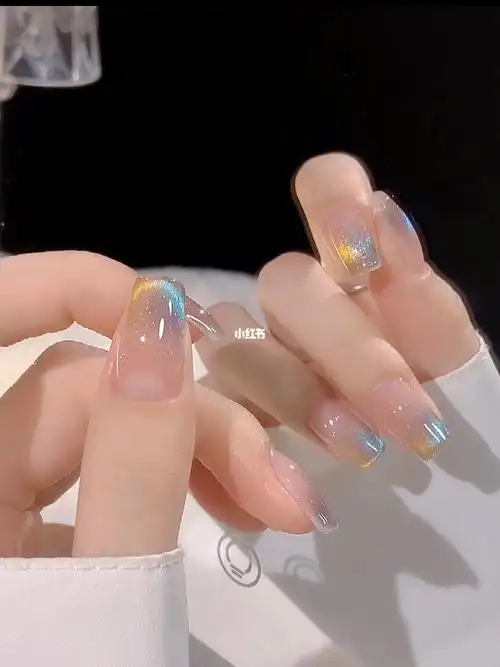 温柔富家千金78冰透碎钻美甲法式猫眼来啦