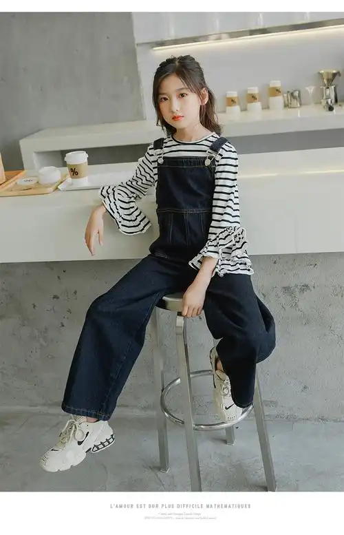 小学生4-12岁女童背带裤小女孩3-11岁中大儿童宽松儿童吊带韩版休闲