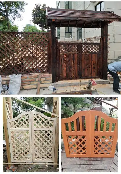 防腐木庭院木门户外防腐木门院子门双开门室外花园围栏栅栏门拱门