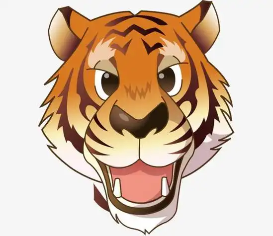 卡通生肖虎头像手绘矢量图可爱