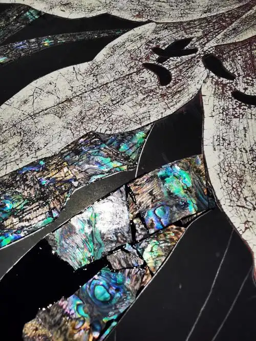 蛋壳镶嵌螺钿镶嵌漆画百合