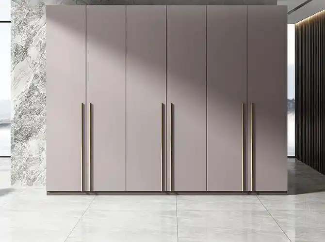 整体衣柜现代简约灰色轻奢衣柜定制家用平开门卧室实木大衣橱