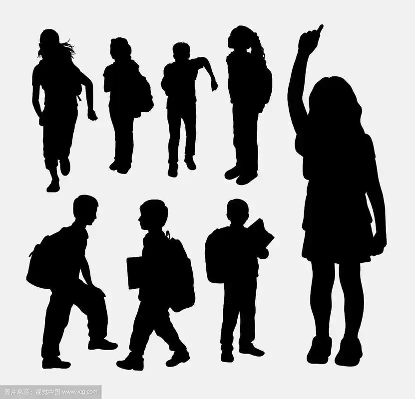 女学生和男学生的剪影