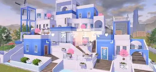 【双人大地基:天空之城——结构零氪现代风无电梯版治愈系蓝色小岛】