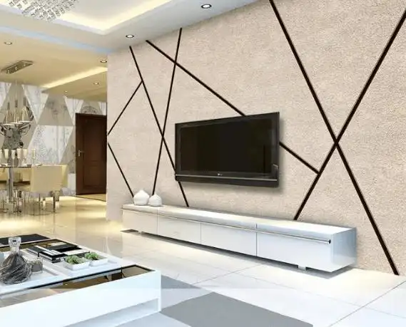 欧威罗帝艺术涂料:现代简约电视背景墙装修效果图_风格_瓷砖_客厅
