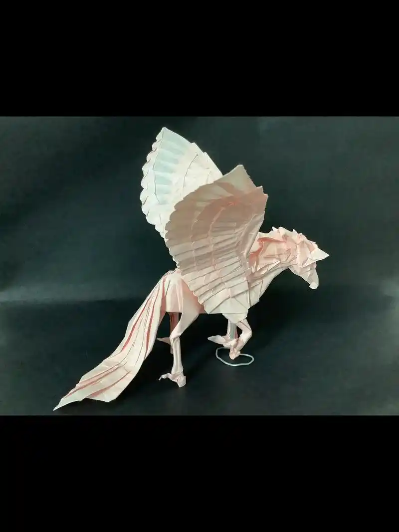 初折 天马b3(神谷 70×70和纸 用时10h #现代折纸 - 抖音