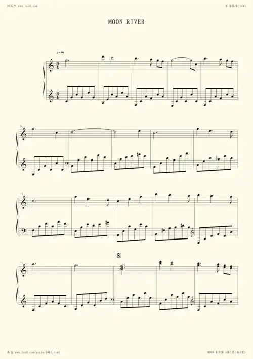 钢琴谱 - moon river(电影蒂凡尼的早餐插曲)