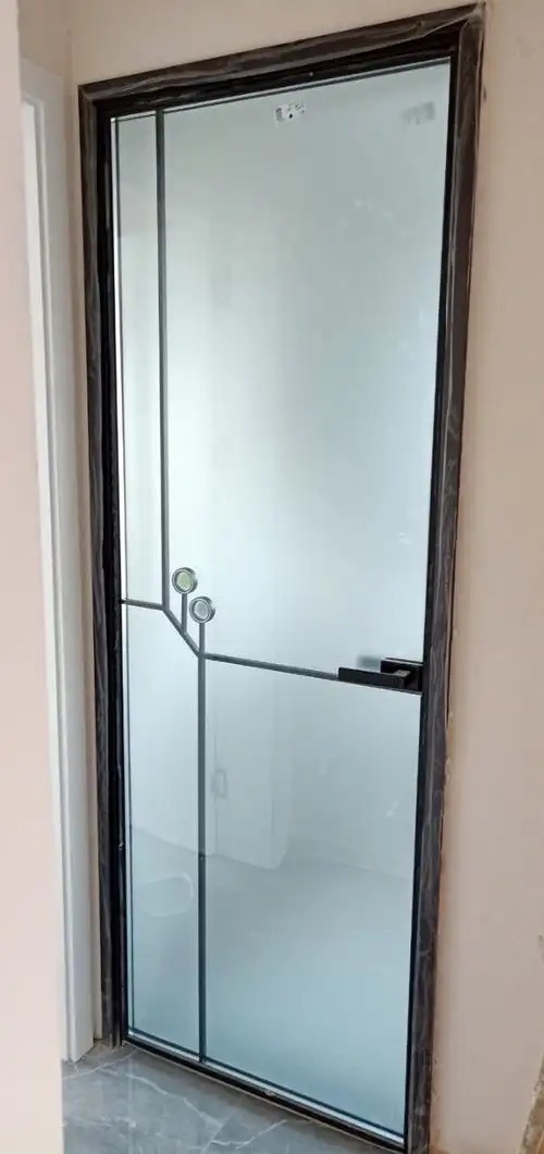 长虹磨砂透明玻璃平开钛合金门黑色白色灰色极窄厨卫门