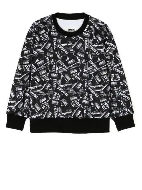 mm6 maison margiela kids fragile logo印花卫衣