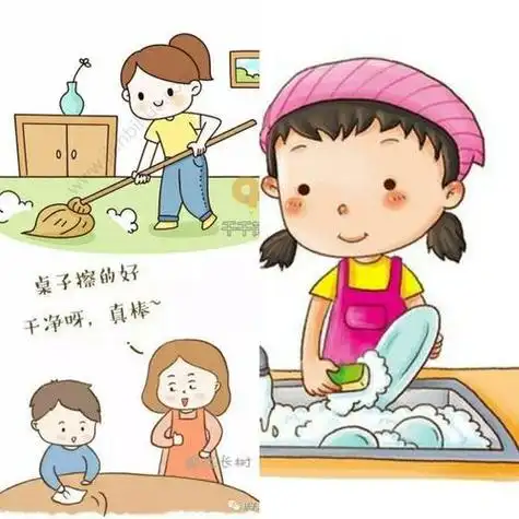 帮妈妈做家务简笔画 帮妈妈做家务简笔画男孩
