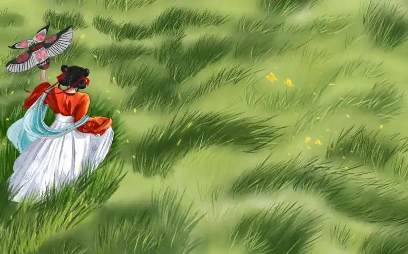 【古风插画】【碧草春色漫无边】古风少女壁纸绘画打卡