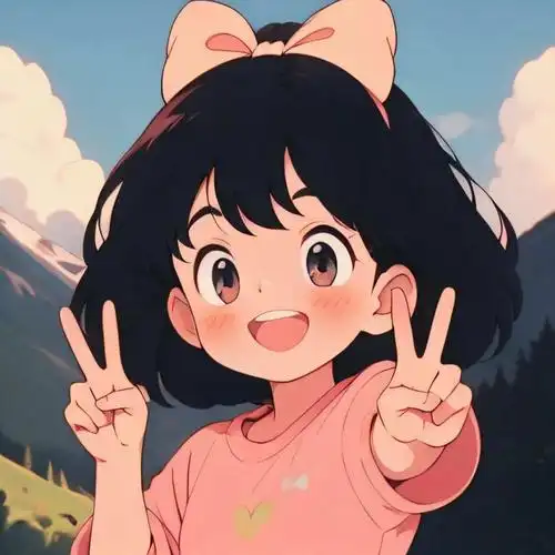 比耶的小女孩头像图片 ai绘画动漫女孩开心的笑比耶女生头像