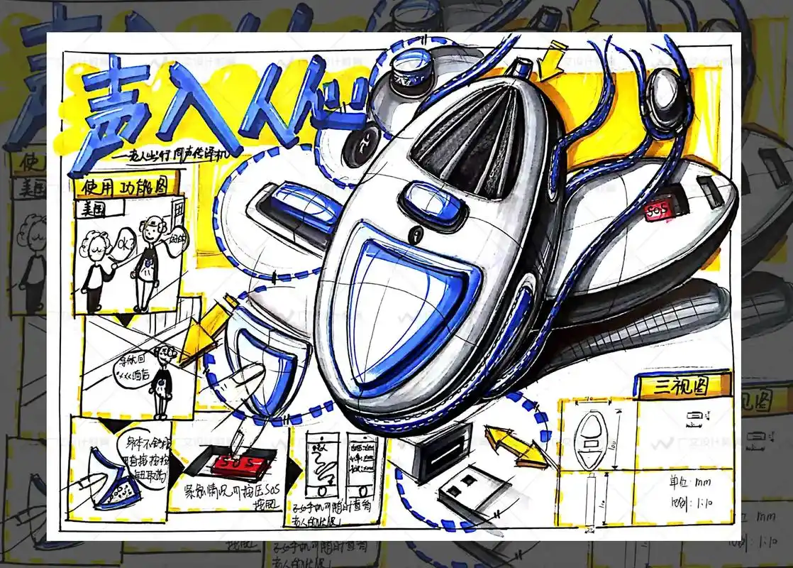 工业产品设计高分手绘快题分享 #设计考研 #工业设计手绘 # - 抖音