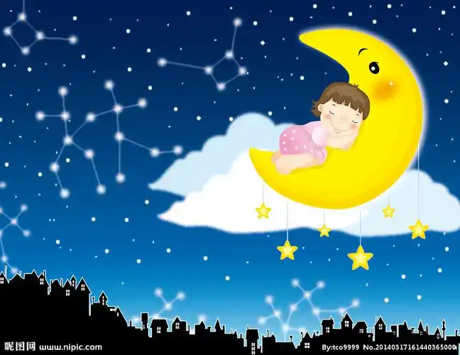 躺在月亮上睡觉的女孩