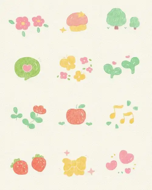 93控笔练习|一组小清新简笔画手帐素材