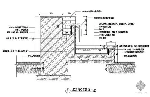 [图块/节点]喷水池景墙详图