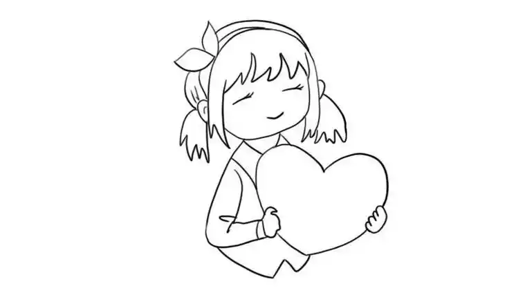 女孩男孩手捧爱心简笔画