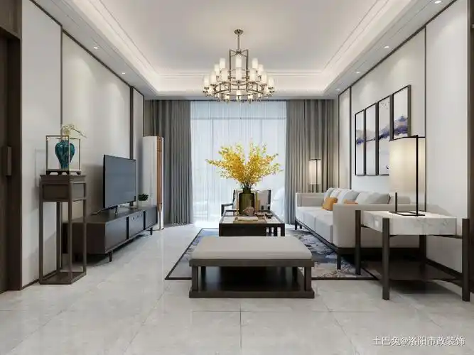 新中式风格|方寸之间的写意留白二居中式现代家装装修案例效果图