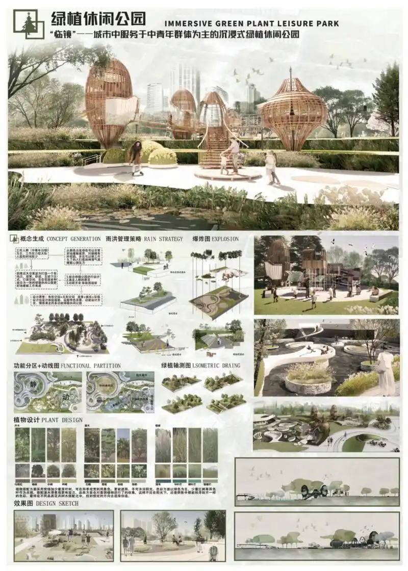 分享大三时做的a0广场设计展板～ su建模77enscape渲染77ps p图