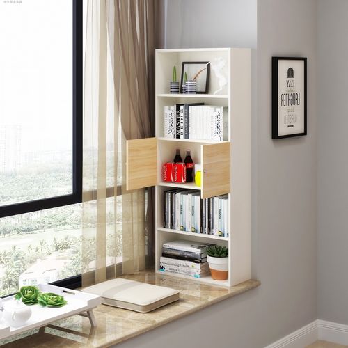 书架飘窗窗台小书书柜置物架带门卧室省空间简约飘窗柜