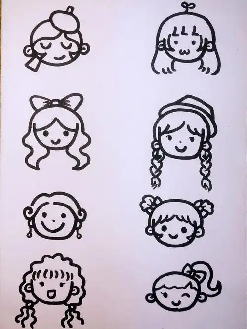 常用手帐小素材可爱的女孩人物头像简笔画