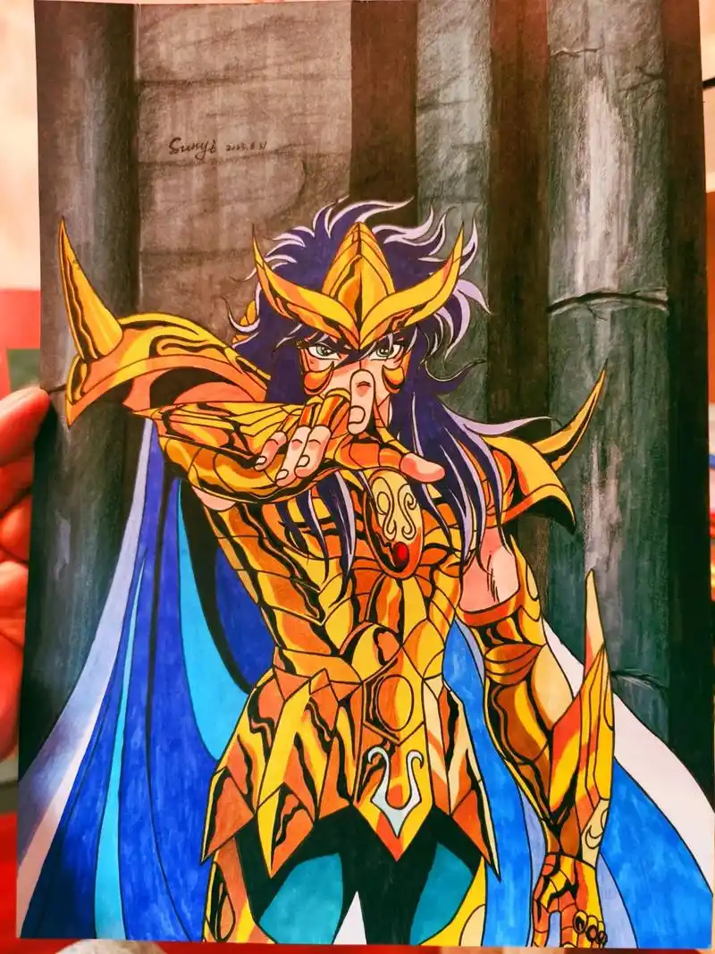 手绘天蝎座黄金圣斗士米罗.也是我的本明星##画画 #天蝎座黄 - 抖音