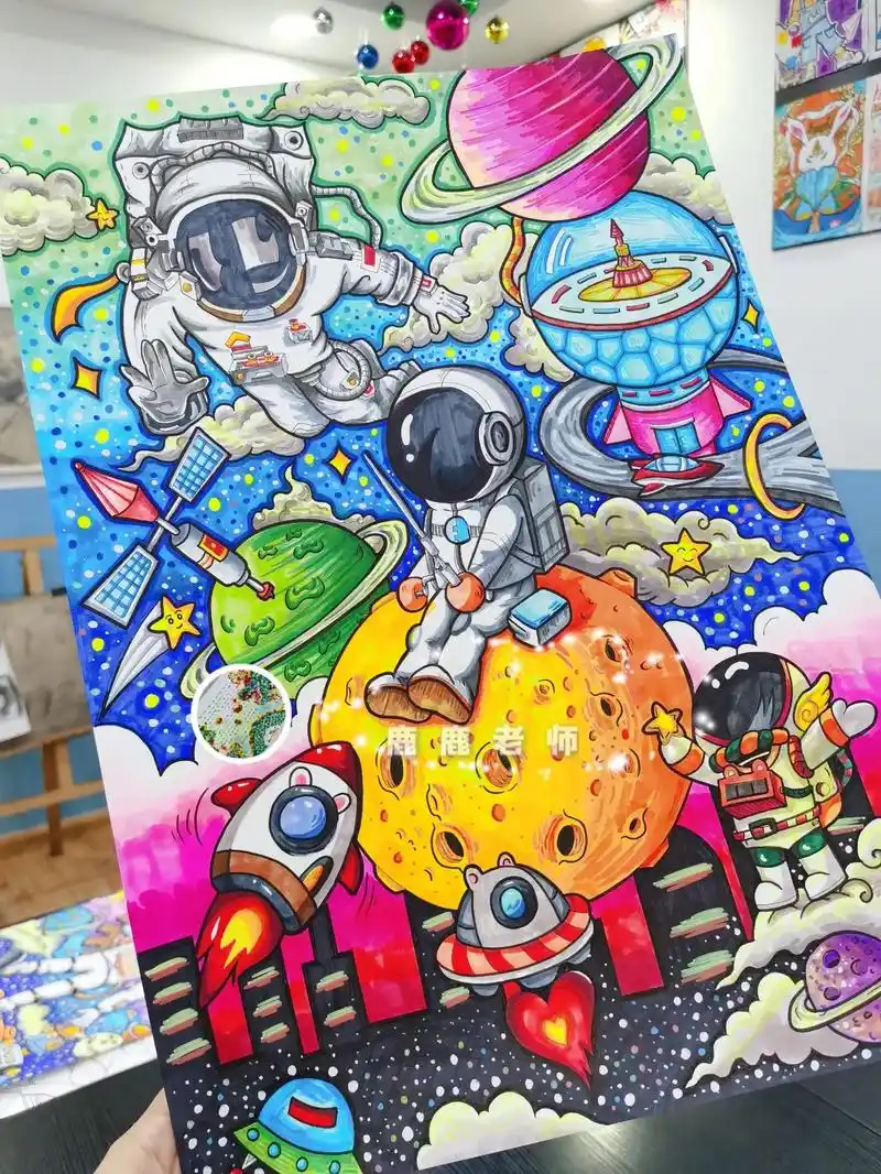 科幻画马克笔手绘|宇航员系列7815.#马克笔手绘 #代画 #科 - 抖音